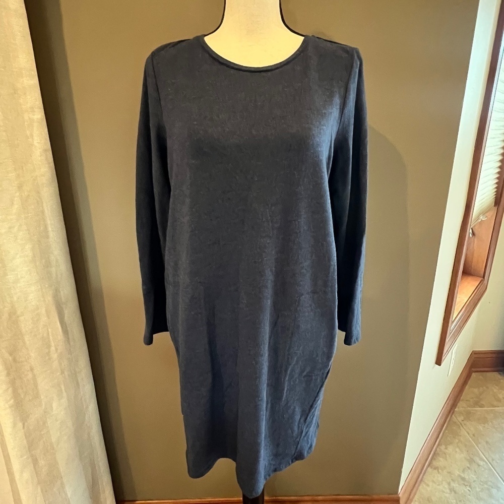 J. Jill Pure Jill Cotton Blend Blue Crew Neck Shift Dress w/pockets, Size Med. P